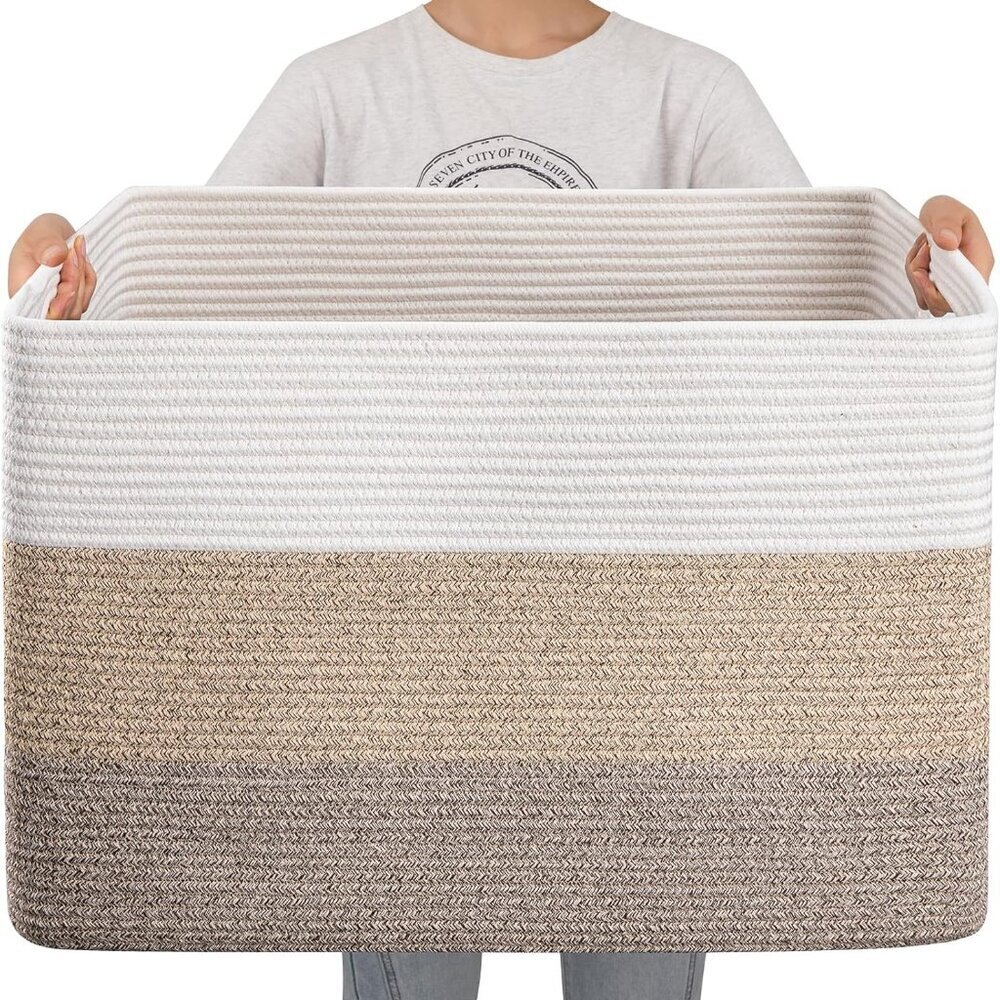 108L Super Large Blanket Basket, 25”x16”x16”108L Rectangle Woven Baskets for Sto